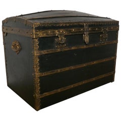 Antique Victorian Canvas Dome Top Traveling Trunk