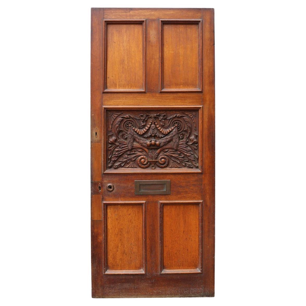 Victorian Carved Oak Door For Sale