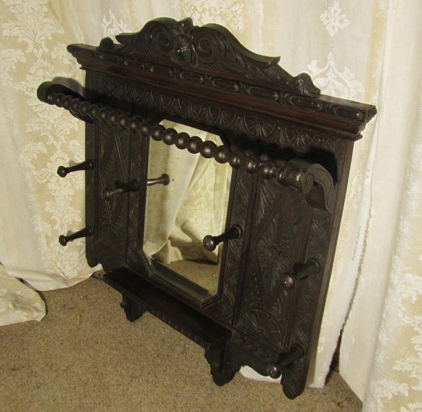 antique mirror with hooks