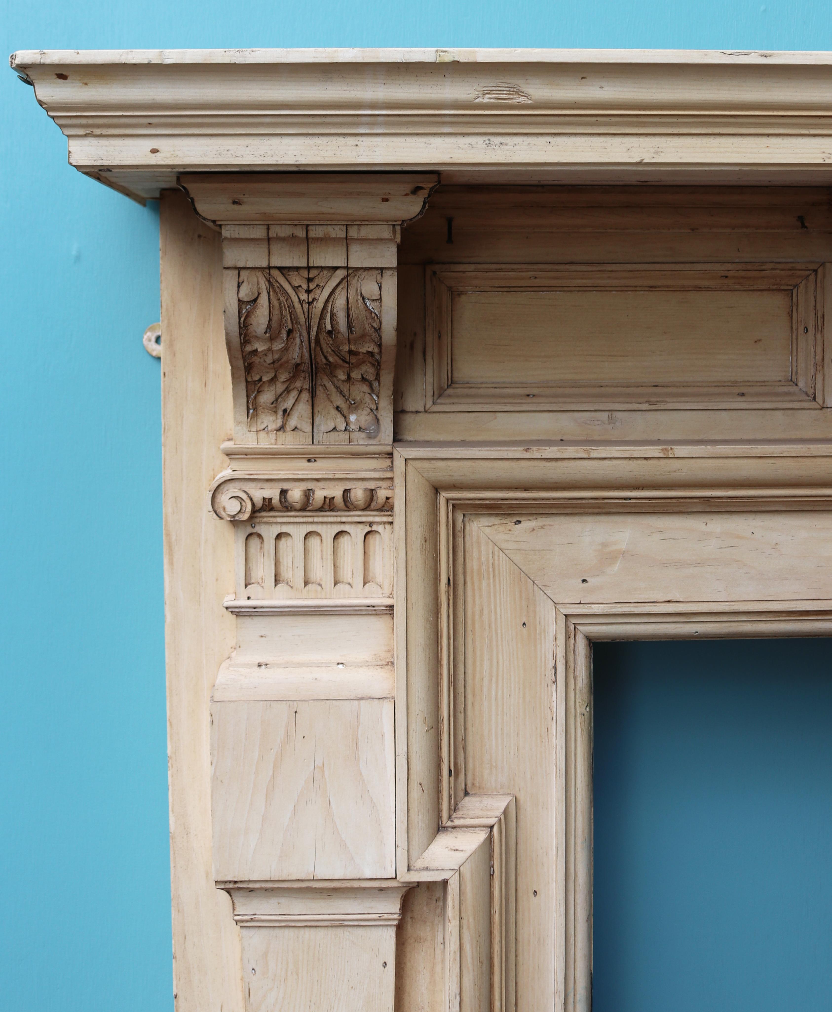 Victorian Carved Pine Fire Surround In Fair Condition In Wormelow, Herefordshire