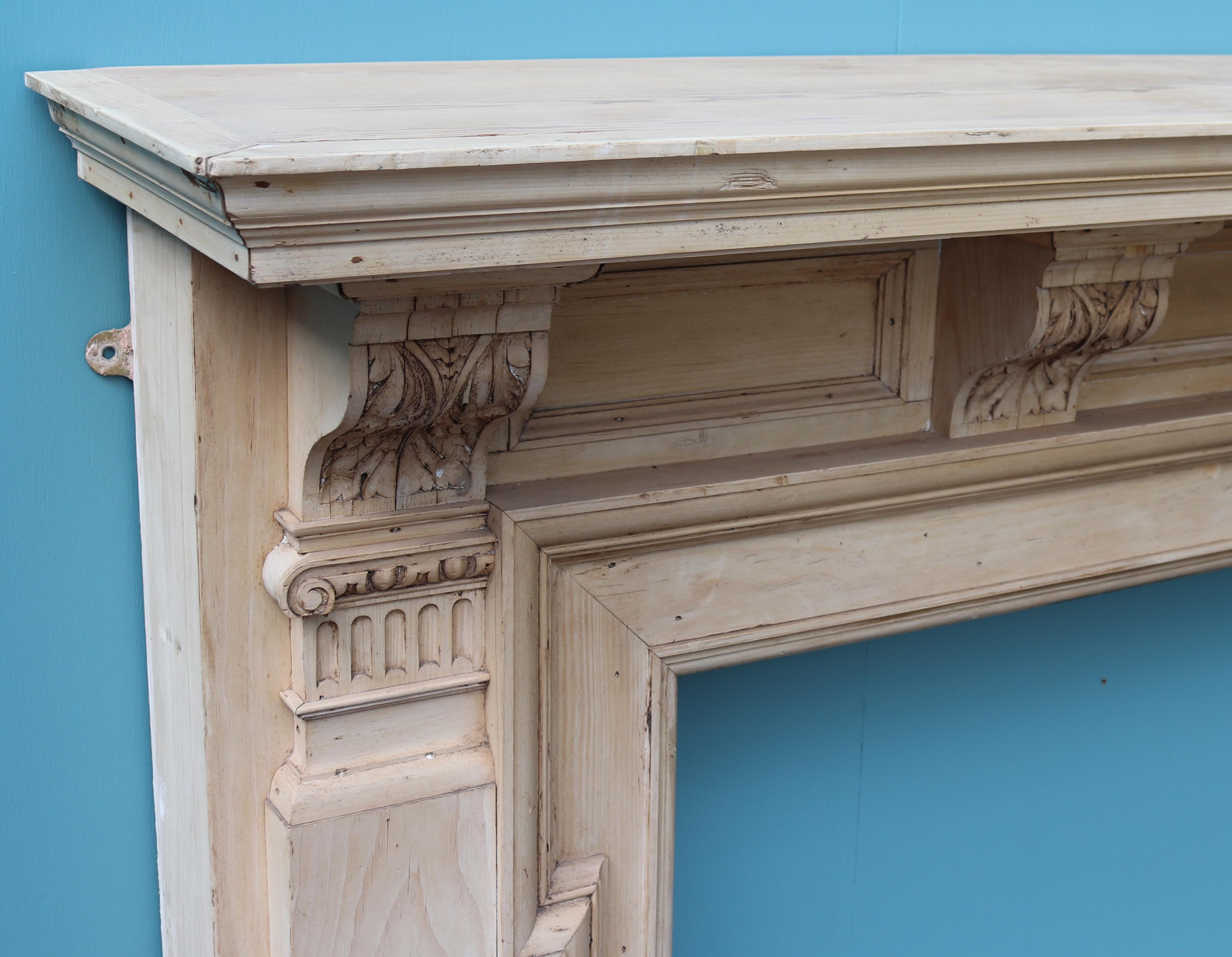 19th Century Victorian Carved Pine Fire Surround