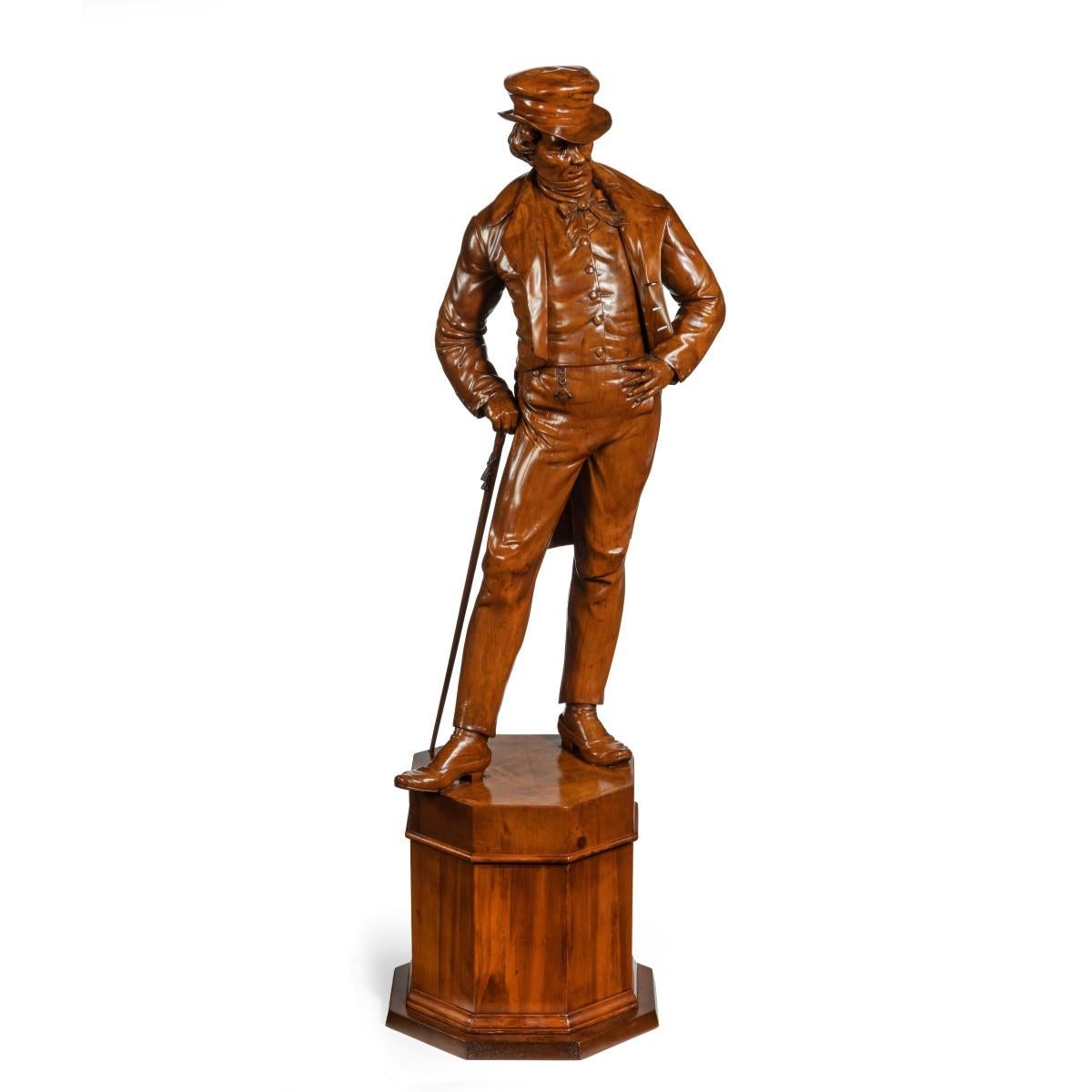 Viktorianische geschnitzte Walnussholzfigur eines modischen Herren, der ein weiches Oberteil trägt im Angebot 5