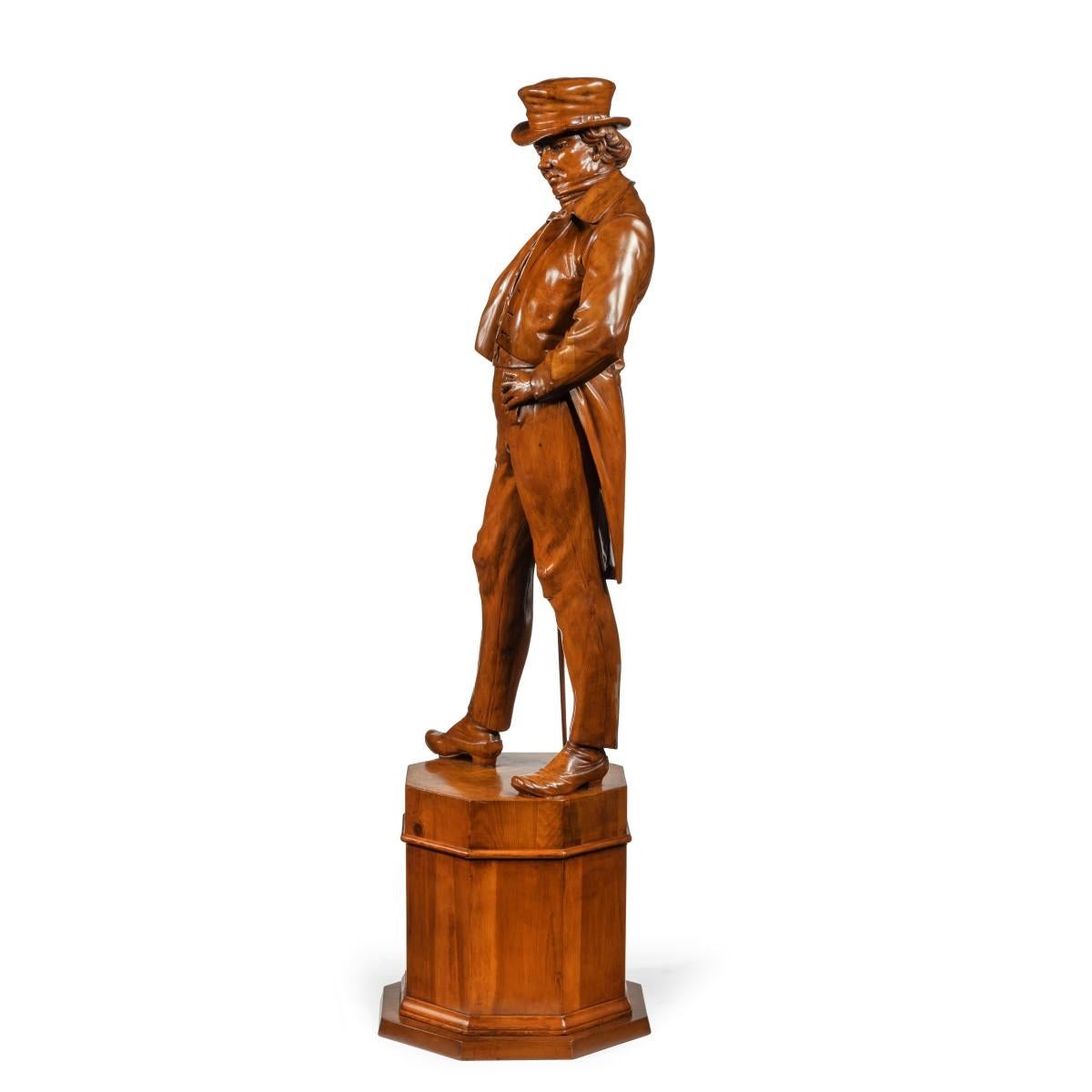 Carved Victorian carved walnut figure of Mark Tapley from the novel by Charles Dickens For Sale