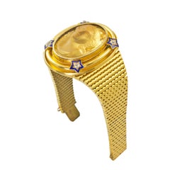 Gold, Diamant und Citrin-Kamee-Armband aus dem viktorianischen Jahrhundert