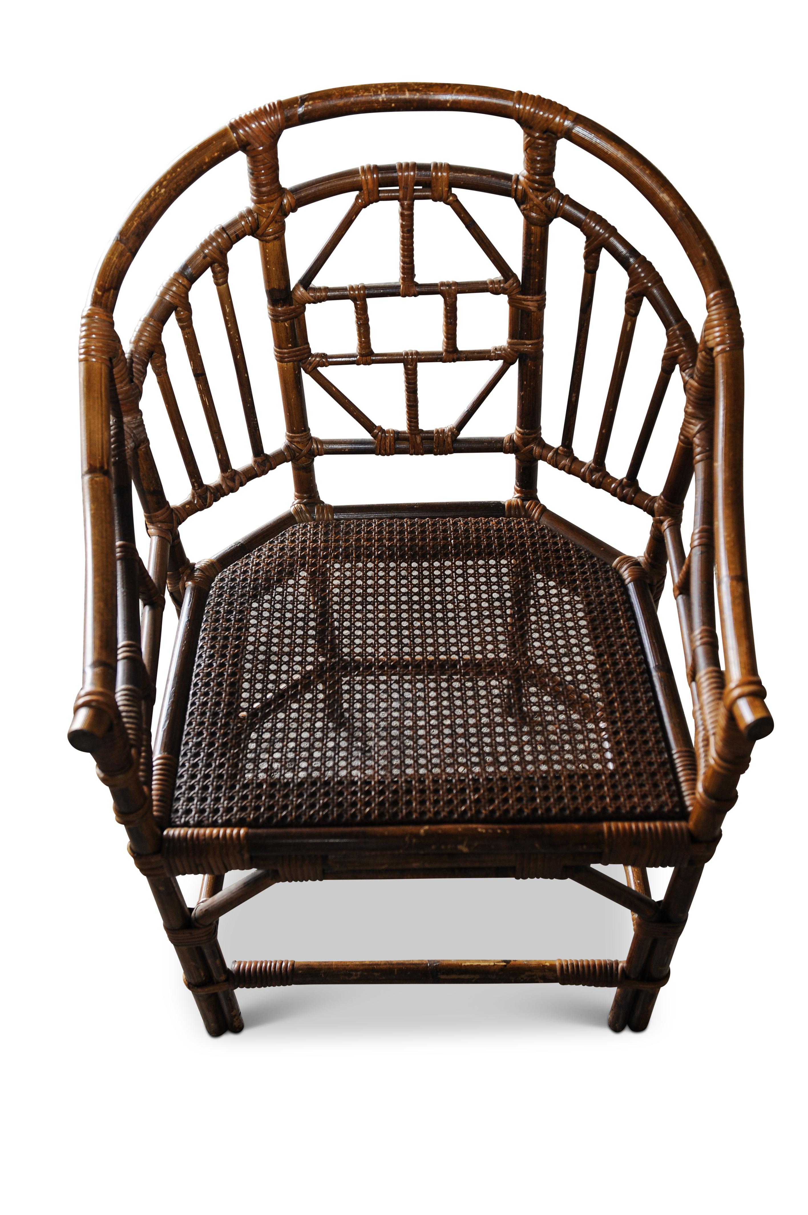 English Victorian Chinese Chippendale Faux Bamboo Conservatory Armchair For Sale