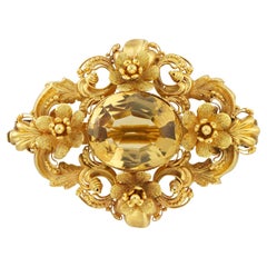 Spilla vittoriana in oro e citrino