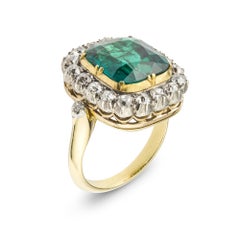 Victorian Colombian Emerald and Diamond Cluster Ring