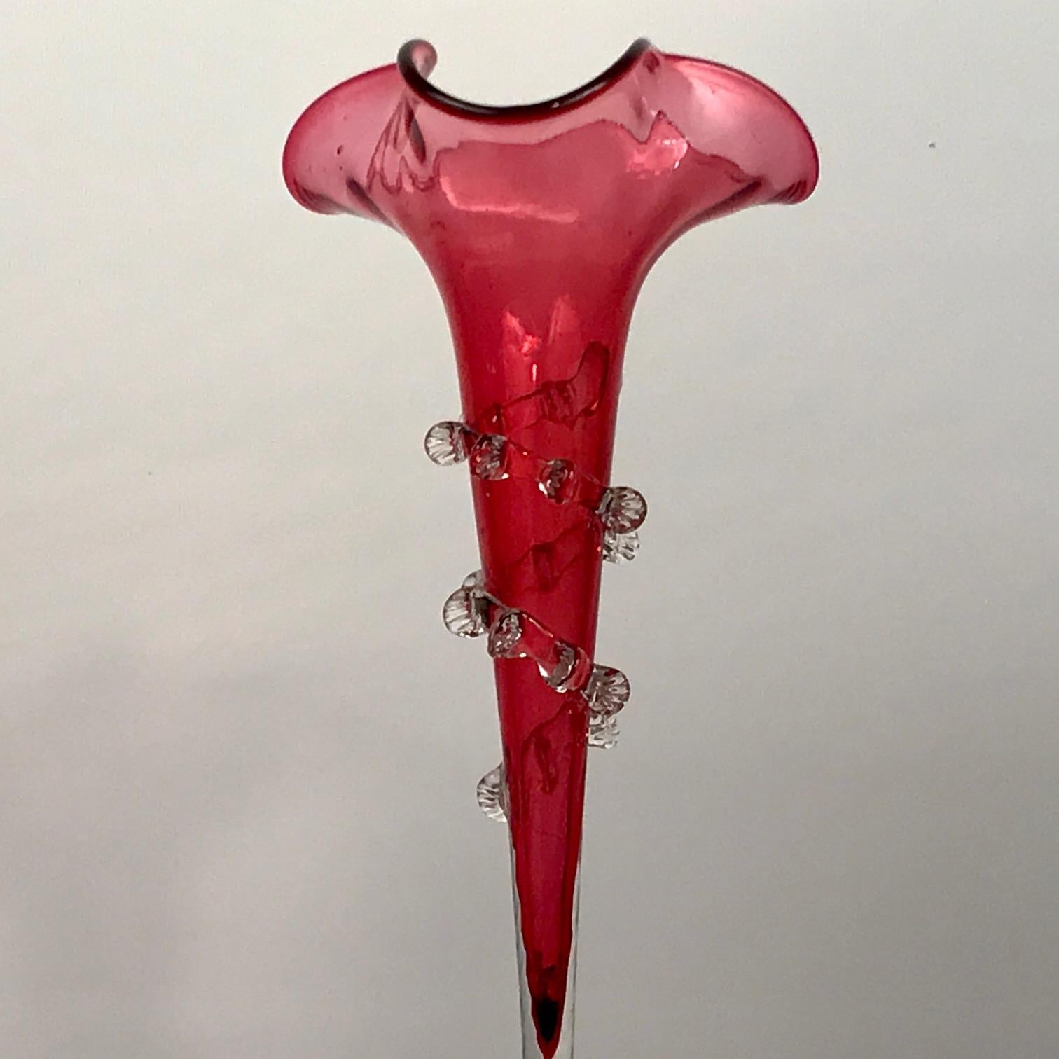 British Victorian Cranberry Glass Epergne For Sale