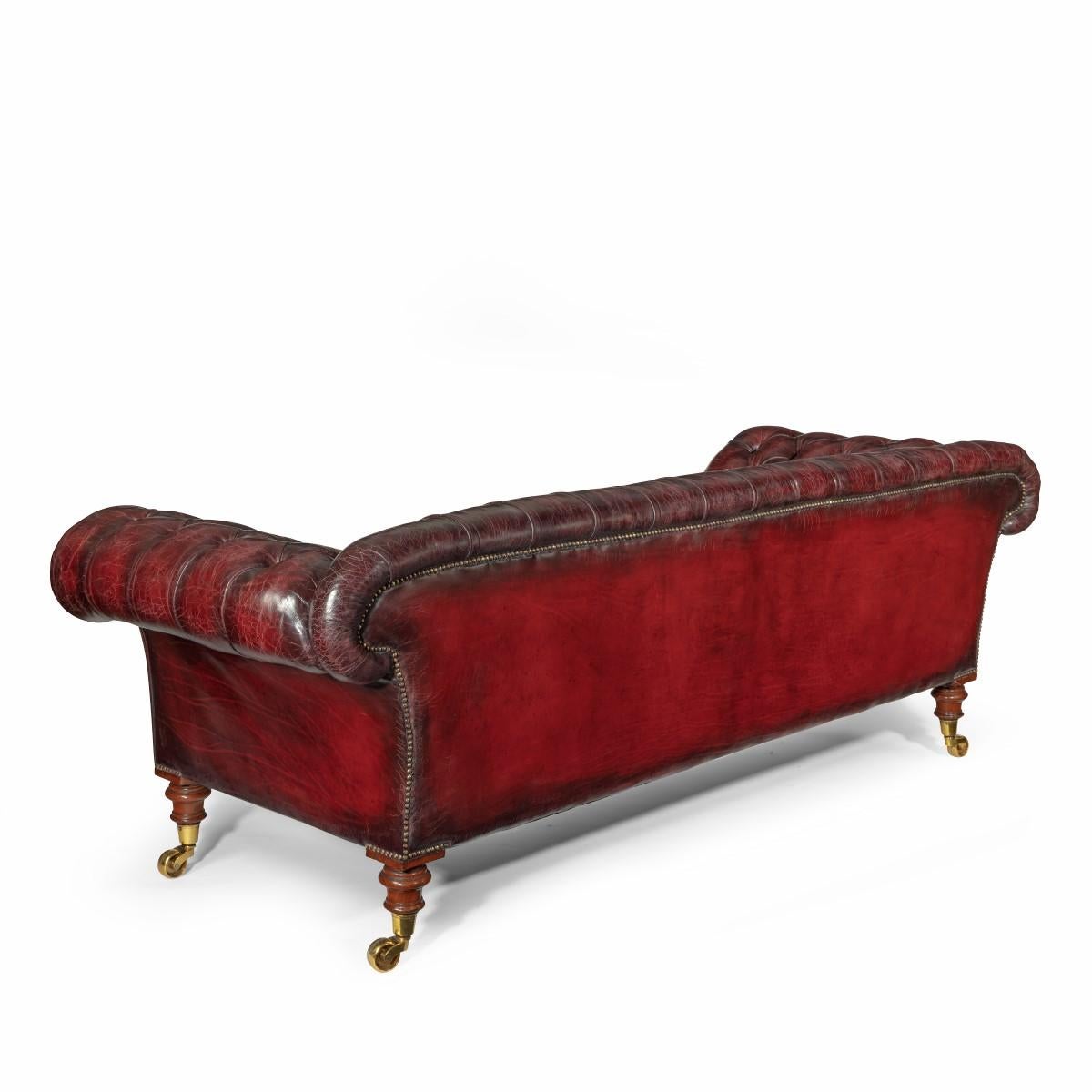 English Victorian Deep Buttoned Chesterfield Settee For Sale