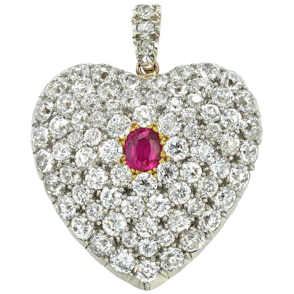 Victorian Ruby, Diamond and Crystal Pendant For Sale at 1stDibs