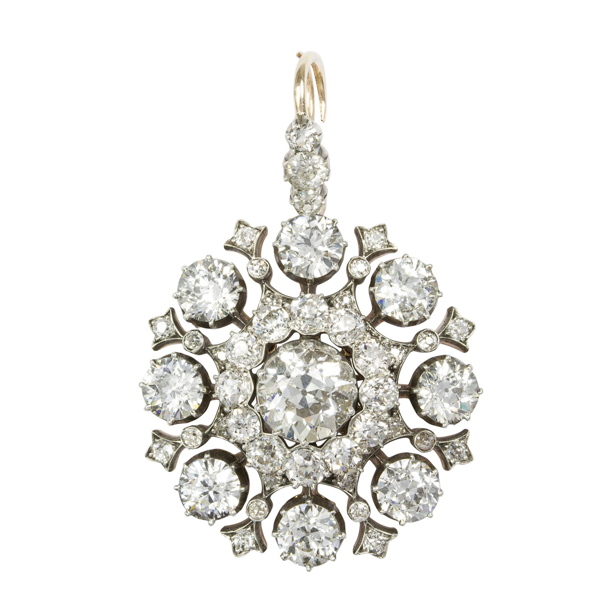 Brilliant Cut Victorian Diamond Brooch-Pendant For Sale