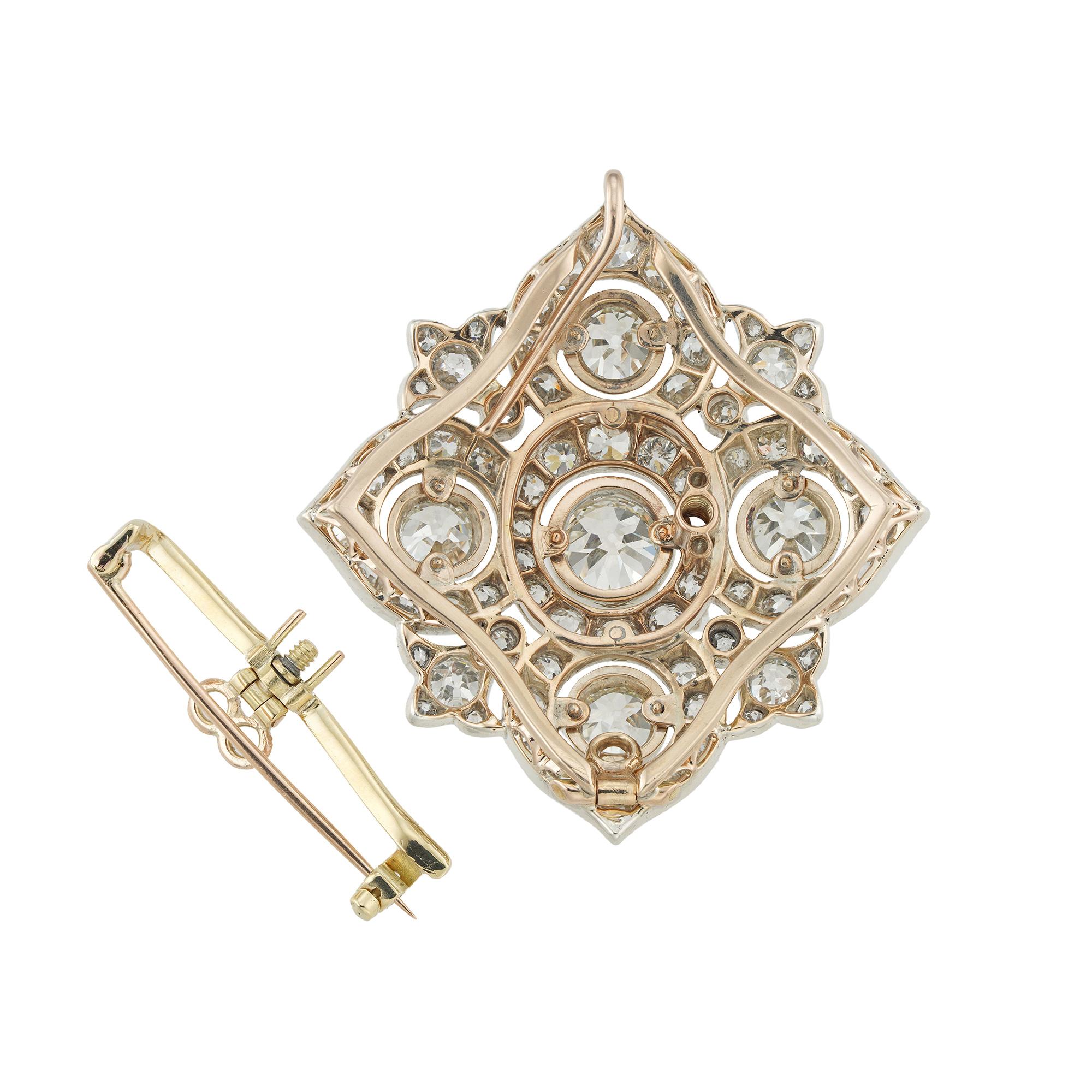 Women's or Men's A Victorian Diamond Brooch Pendant For Sale