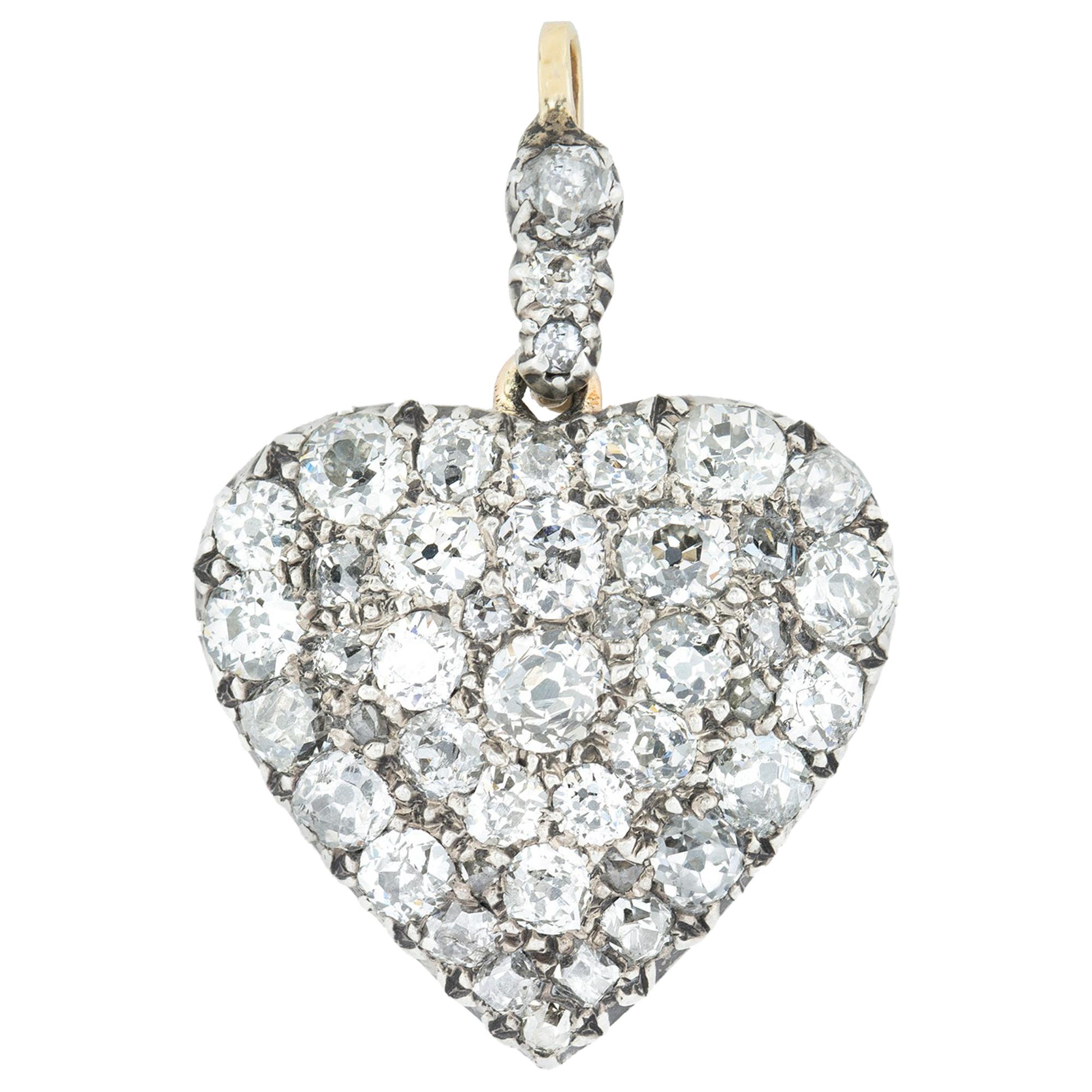 Victorian Diamond Heart Pendant For Sale