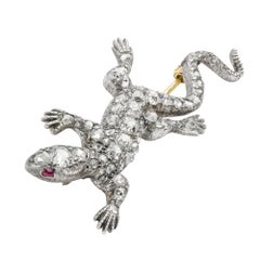 Victorian Diamond Set Lizard Brooch