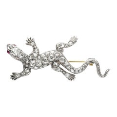 Victorian Diamond Set Lizard Brooch