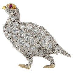Victorian Diamond Set Partridge Brooch