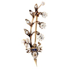 Victorian Diamond Spider Brooch CA 1890 in 14 Karat Gold