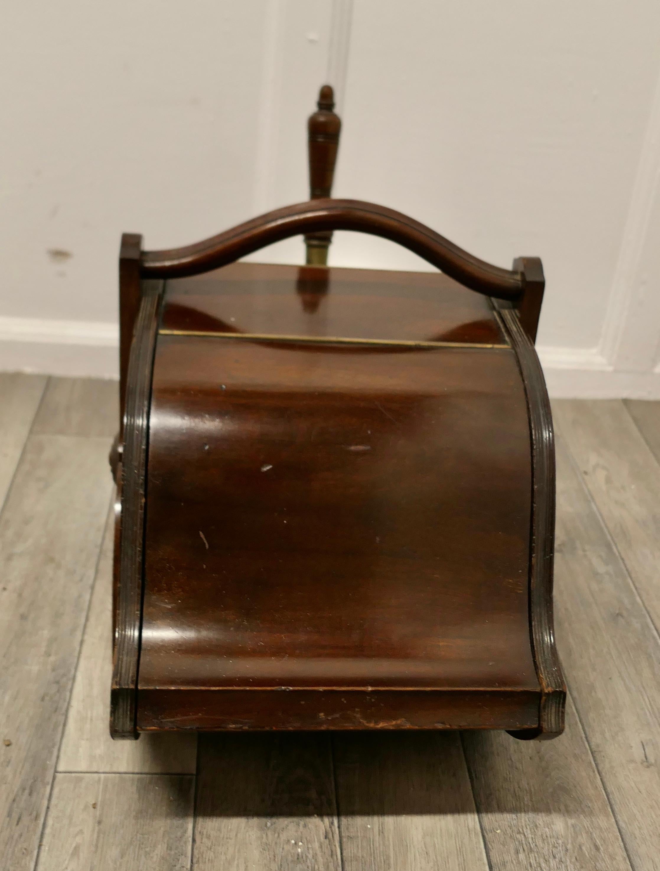 Adam Style A Victorian Double Ended Coal Box with Liner and Shovel   For Sale