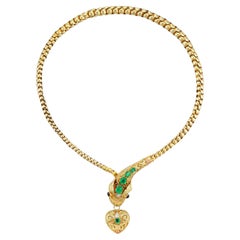 Un collar victoriano con forma de serpiente, de esmeraldas y oro