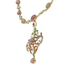 A Victorian enamel, zircon, garnet and sapphire necklace