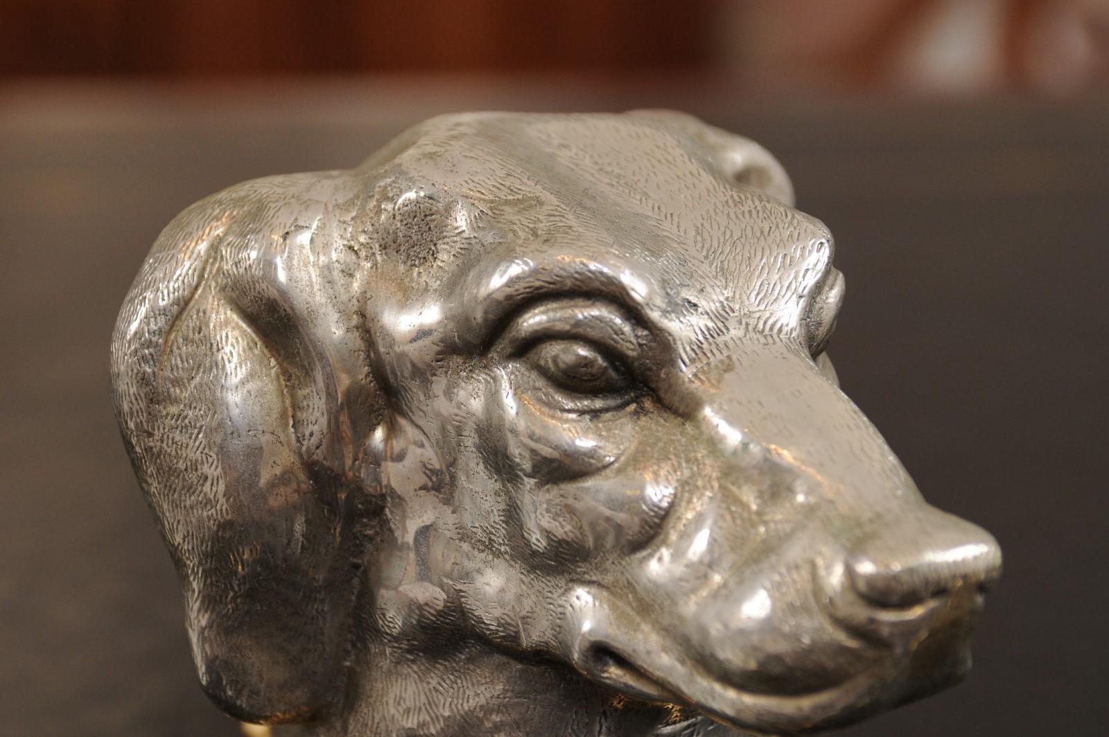 Victorian English Cast Metal Hound Dog Head Cigarette Box, circa 1890 7