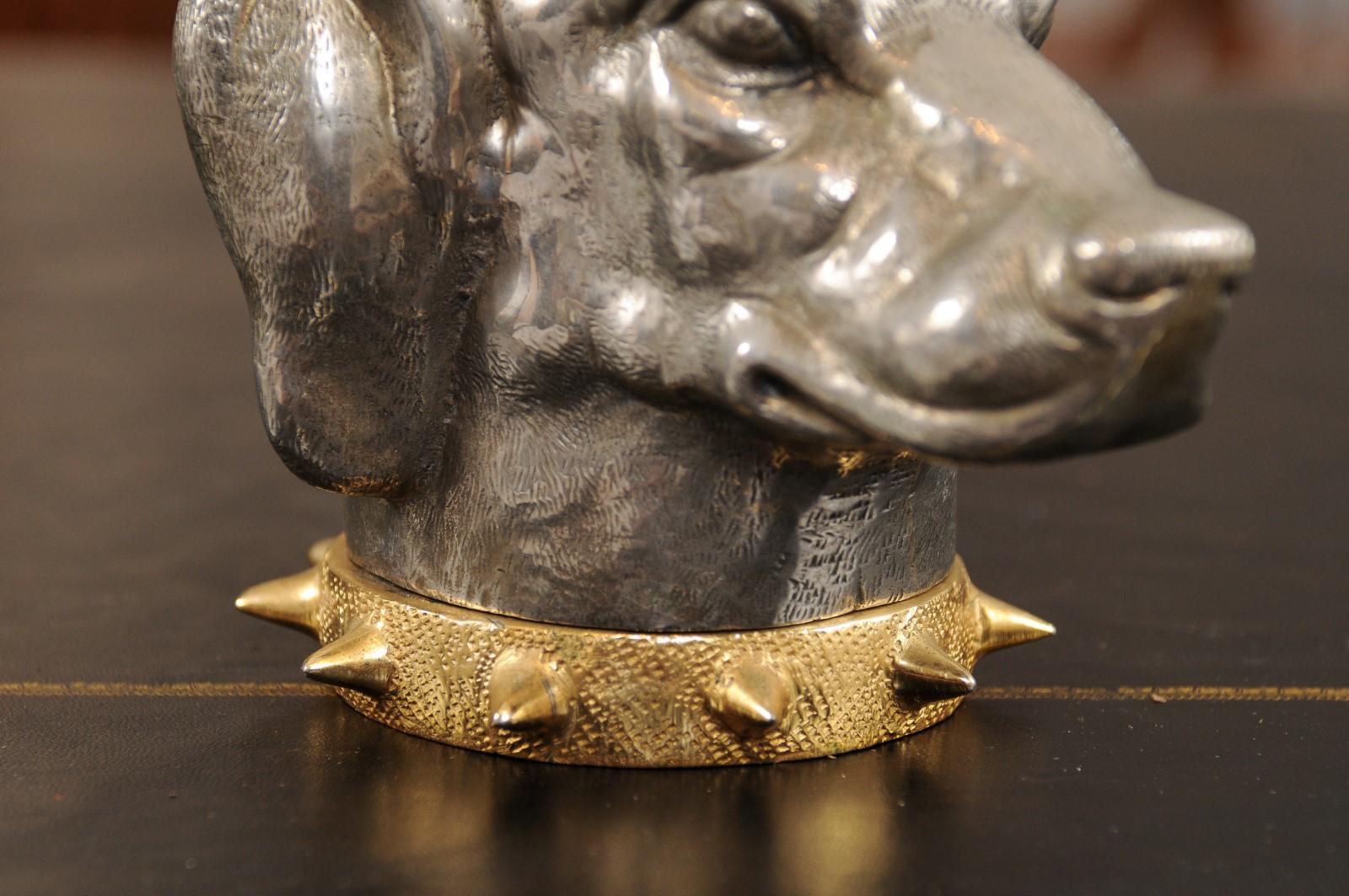Victorian English Cast Metal Hound Dog Head Cigarette Box, circa 1890 8