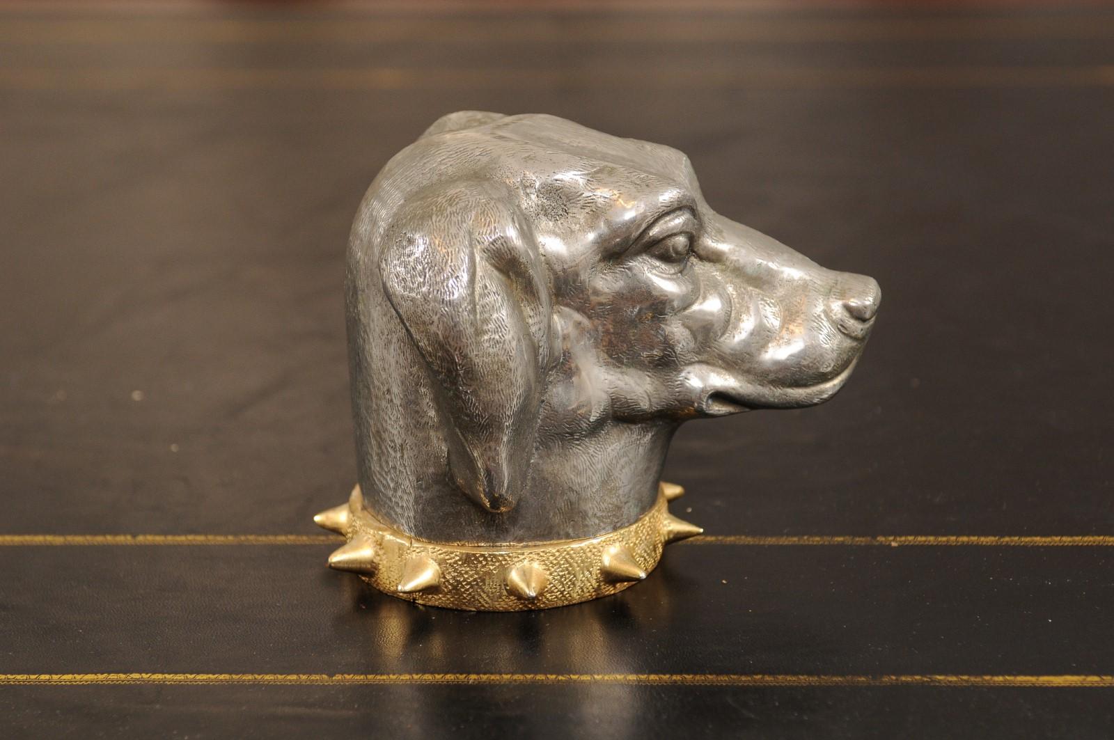 Victorian English Cast Metal Hound Dog Head Cigarette Box, circa 1890 In Good Condition In Atlanta, GA