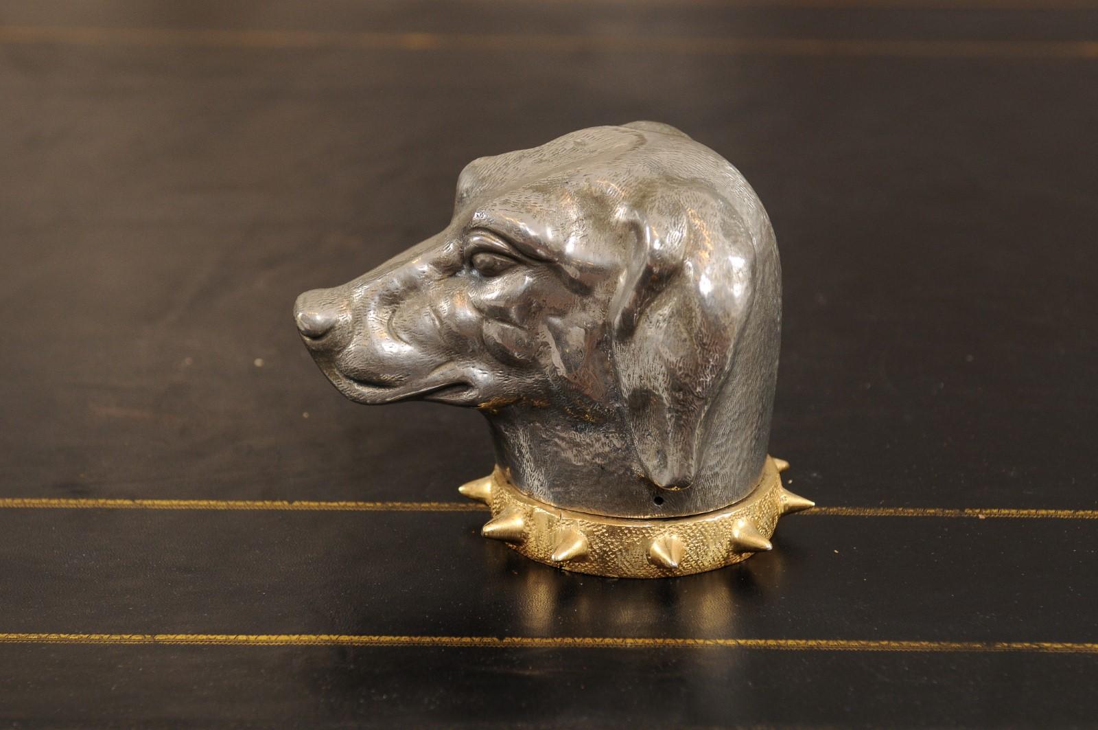 Victorian English Cast Metal Hound Dog Head Cigarette Box, circa 1890 1