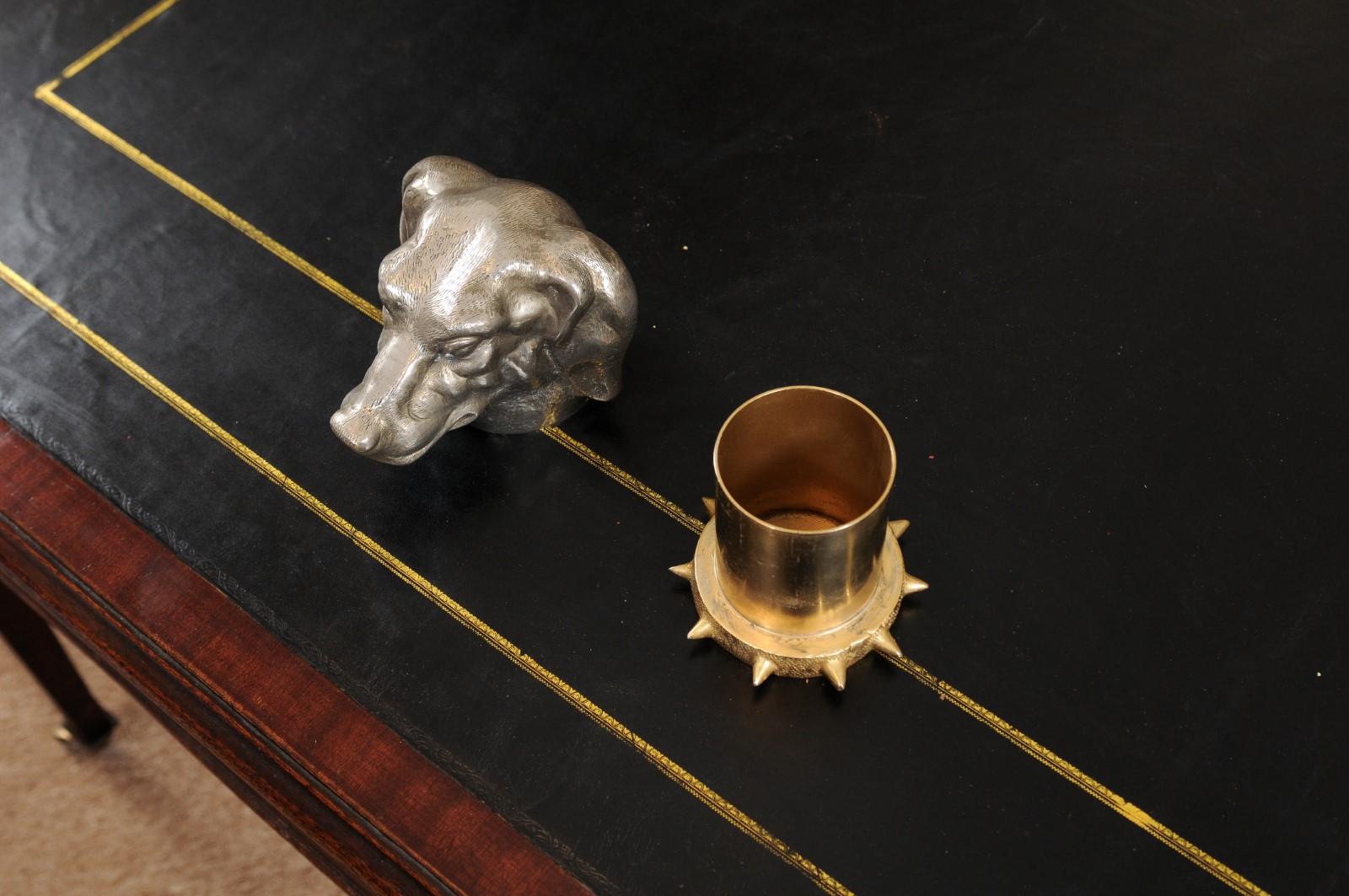 Victorian English Cast Metal Hound Dog Head Cigarette Box, circa 1890 4