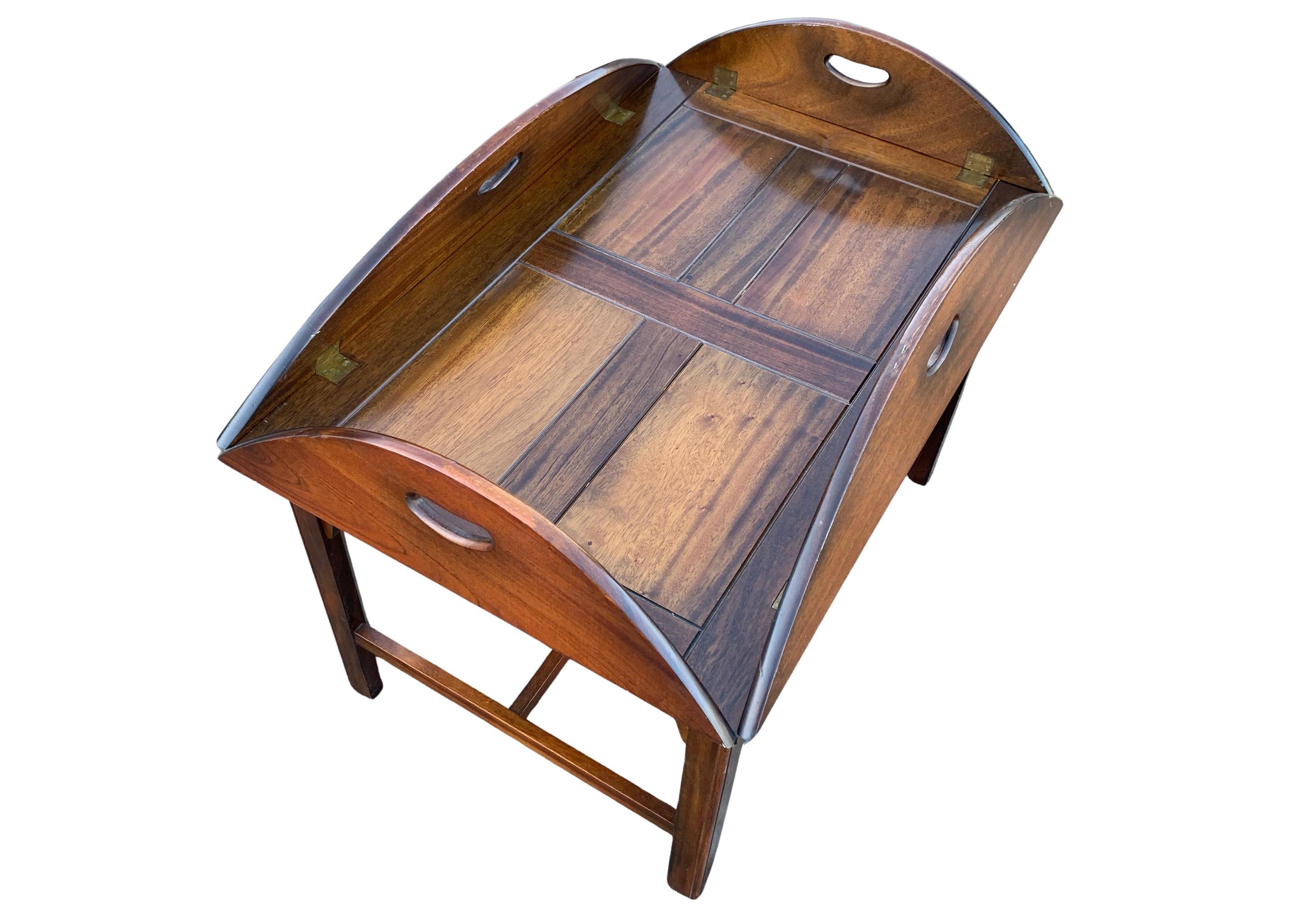 British A Victorian Figured Mahogany Rectangular Butler's Tray on Stand For Sale