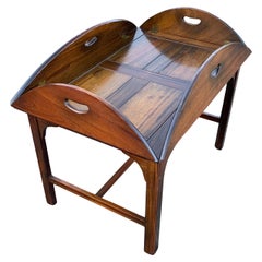 A Victorian Figured Mahogany Rectangular Butler's Tray on Stand
