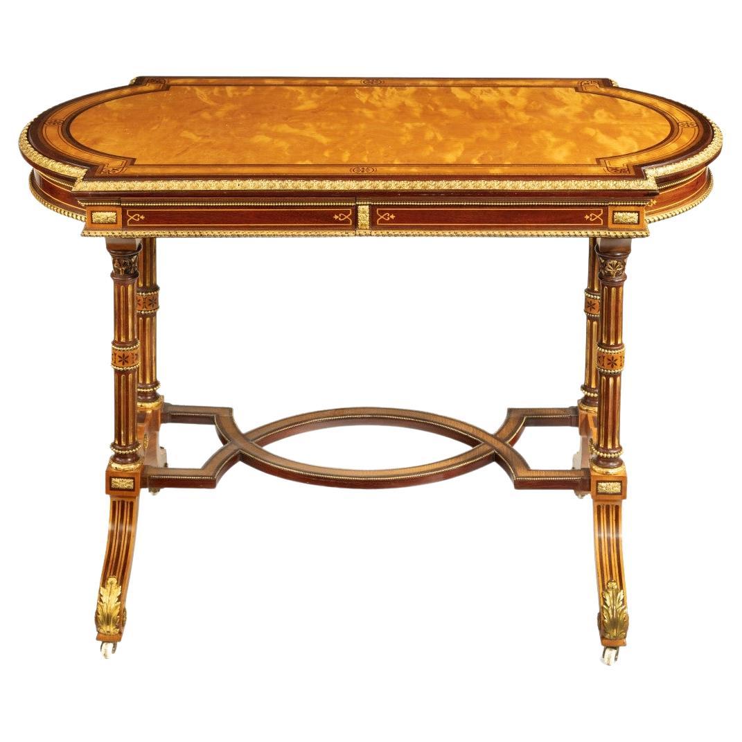 A Victorian fine satinwood ladies’ writing table attributed to Holland and Sons For Sale