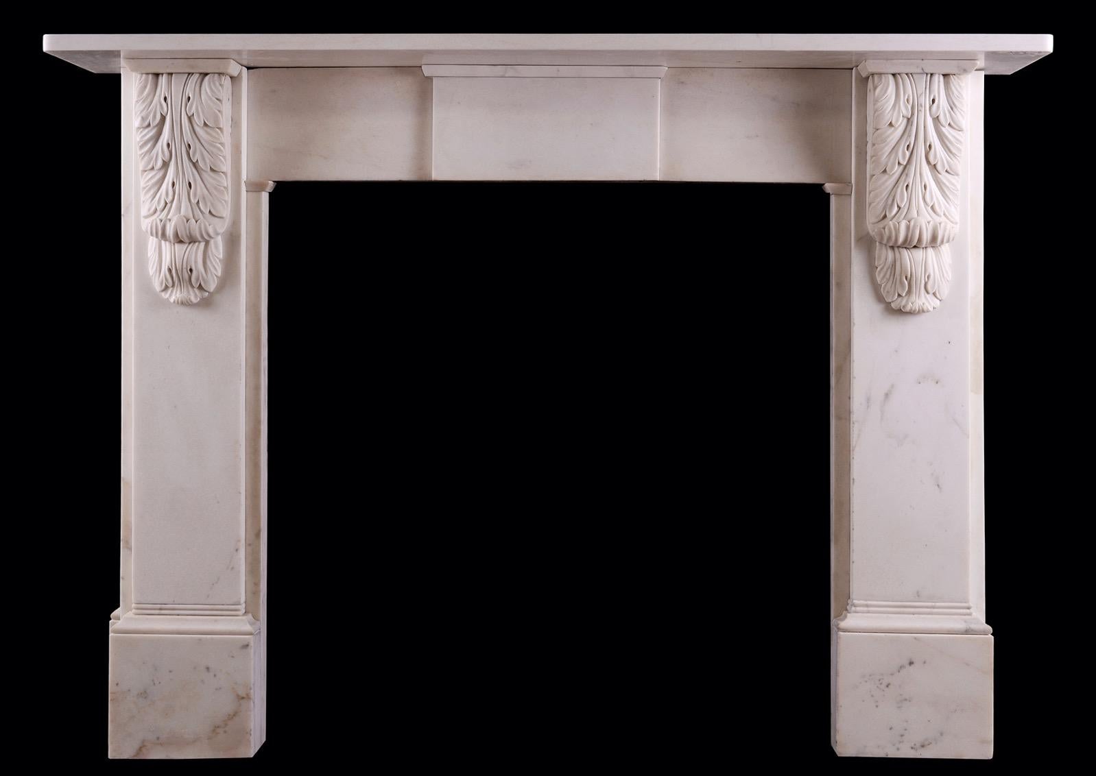 A Victorian Fireplace in Statuary White Marble In Good Condition For Sale In London, GB