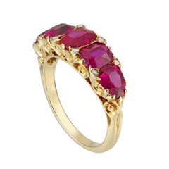A Victorian five stone Burmese ruby ring