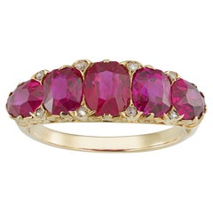 A Victorian five stone Burmese ruby ring