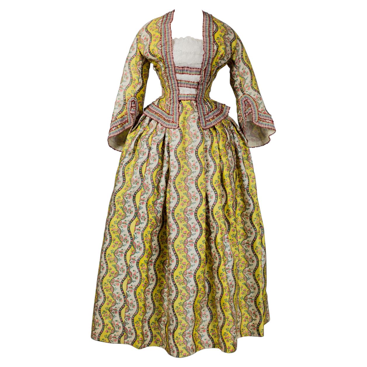 A Victorian French Printed Silk Dress - Provence Circa 1850