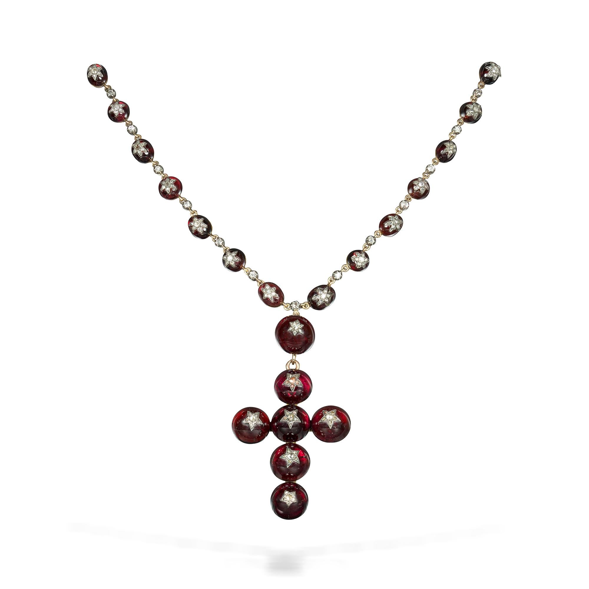 garnet cross necklace