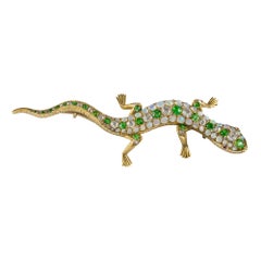 Victorian Garnet, Opal and Diamond Lizard Brooch