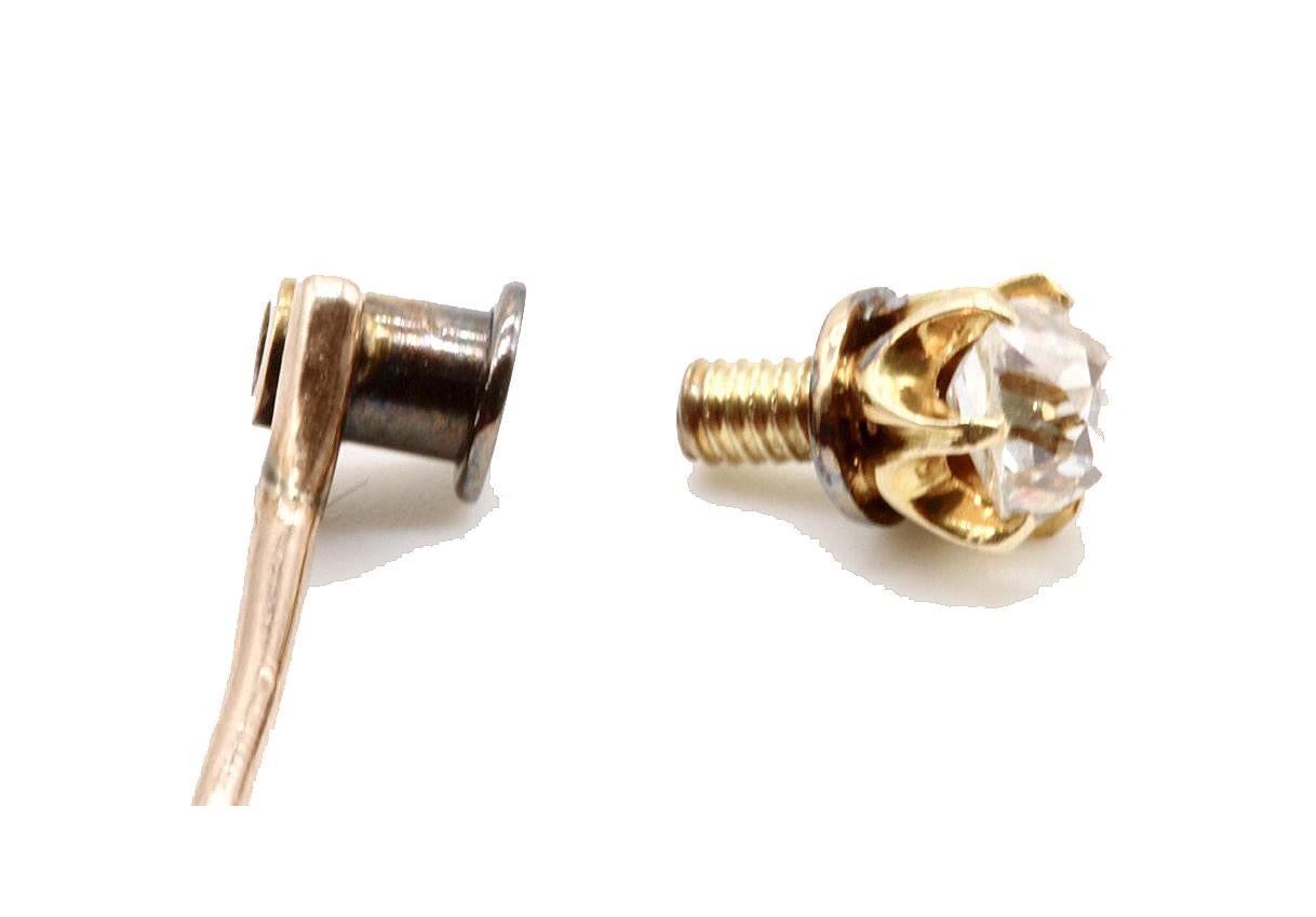 Viktorianische Anstecknadel für Herren aus 18 Karat Gelbgold mit Solitär-Diamant (Rundschliff)