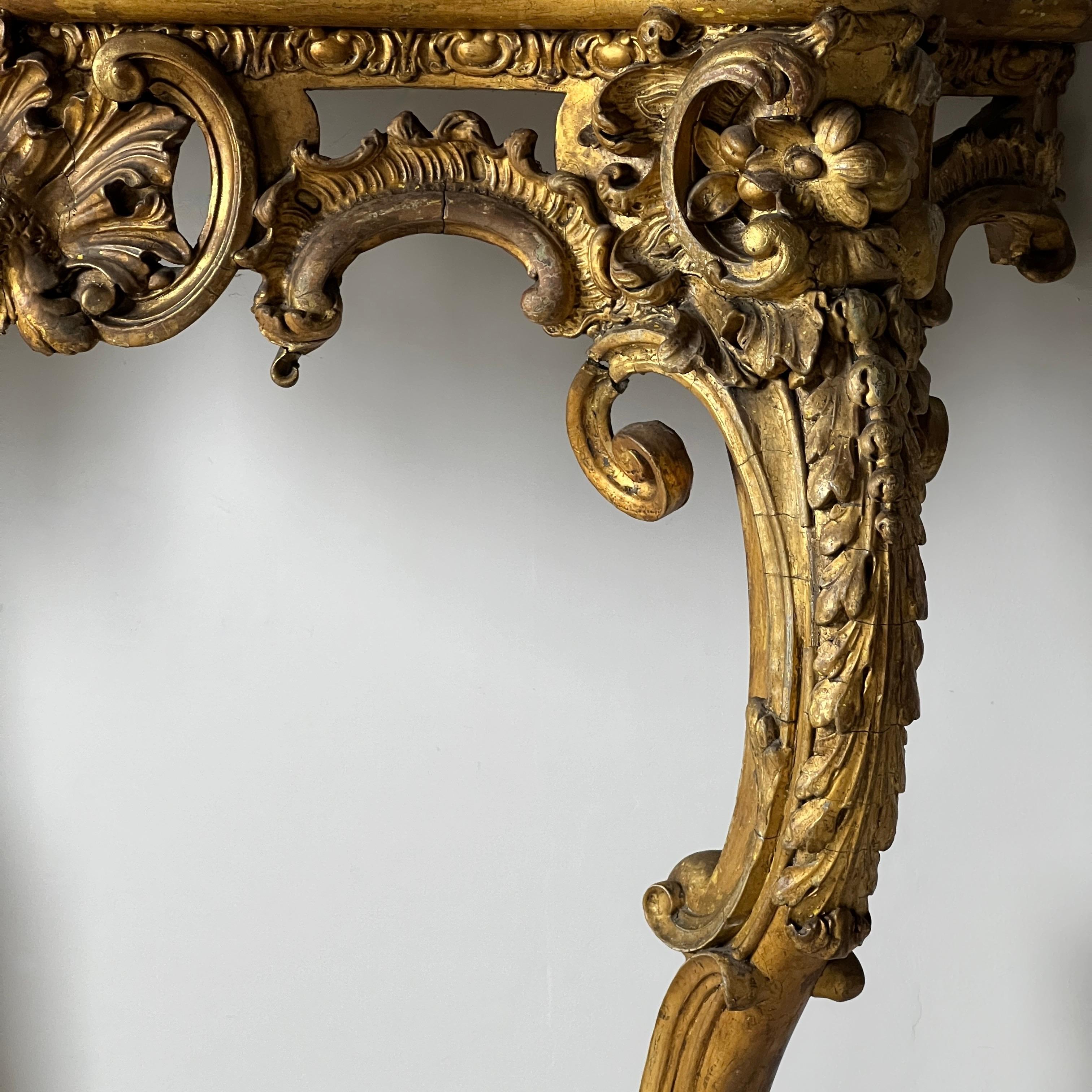 A Victorian Giltwood And Marble Console Table For Sale 3