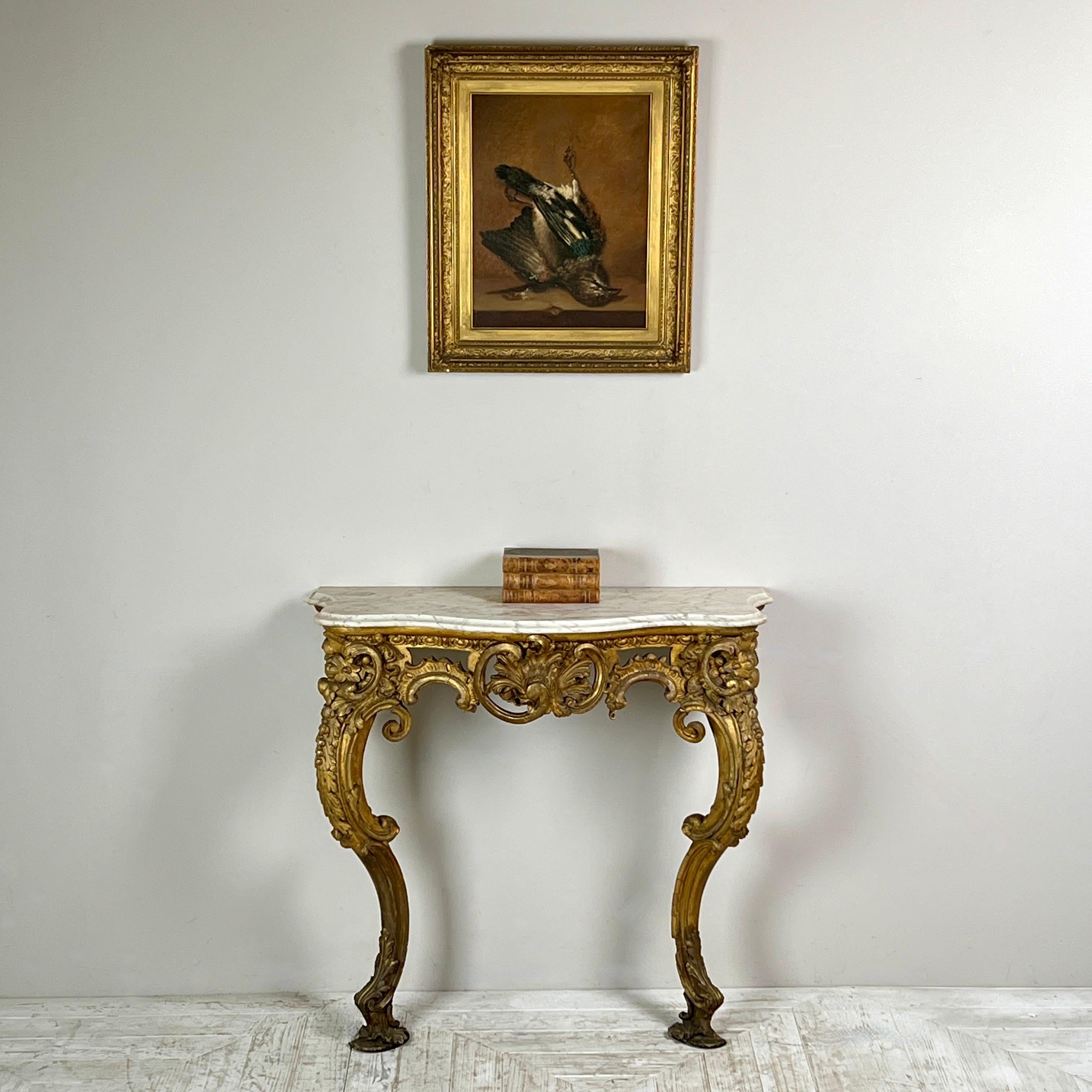 English A Victorian Giltwood And Marble Console Table For Sale
