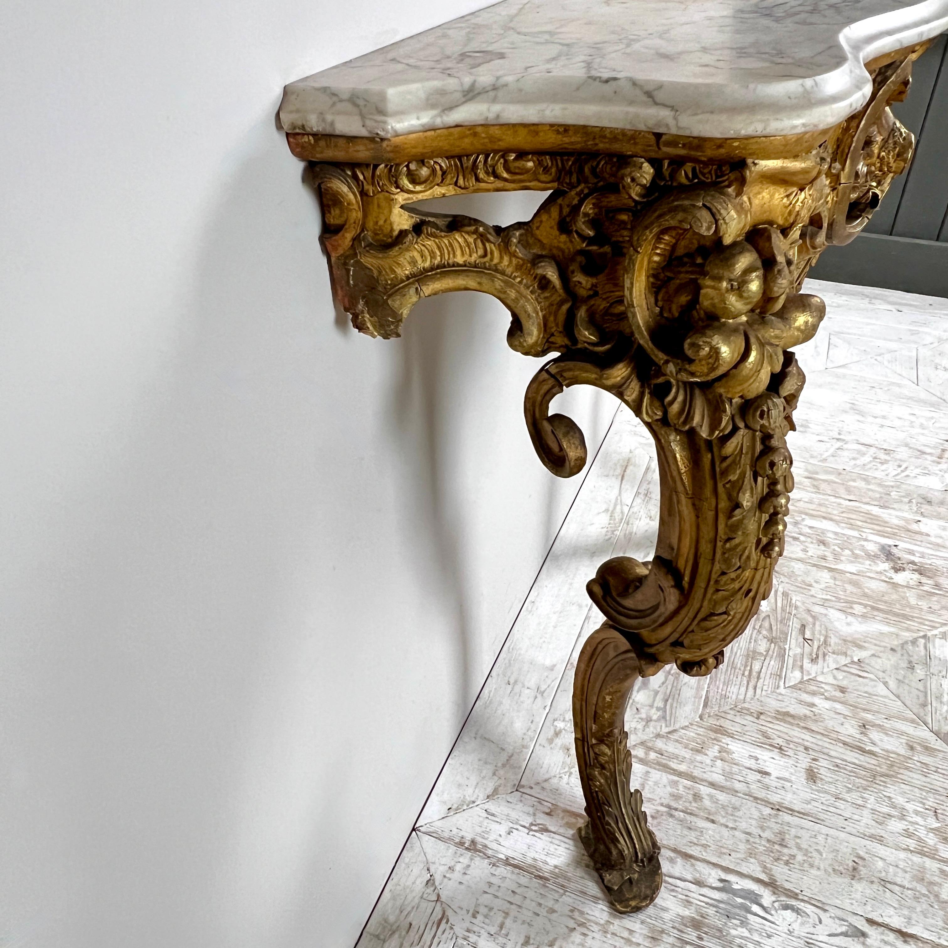 Gesso A Victorian Giltwood And Marble Console Table For Sale