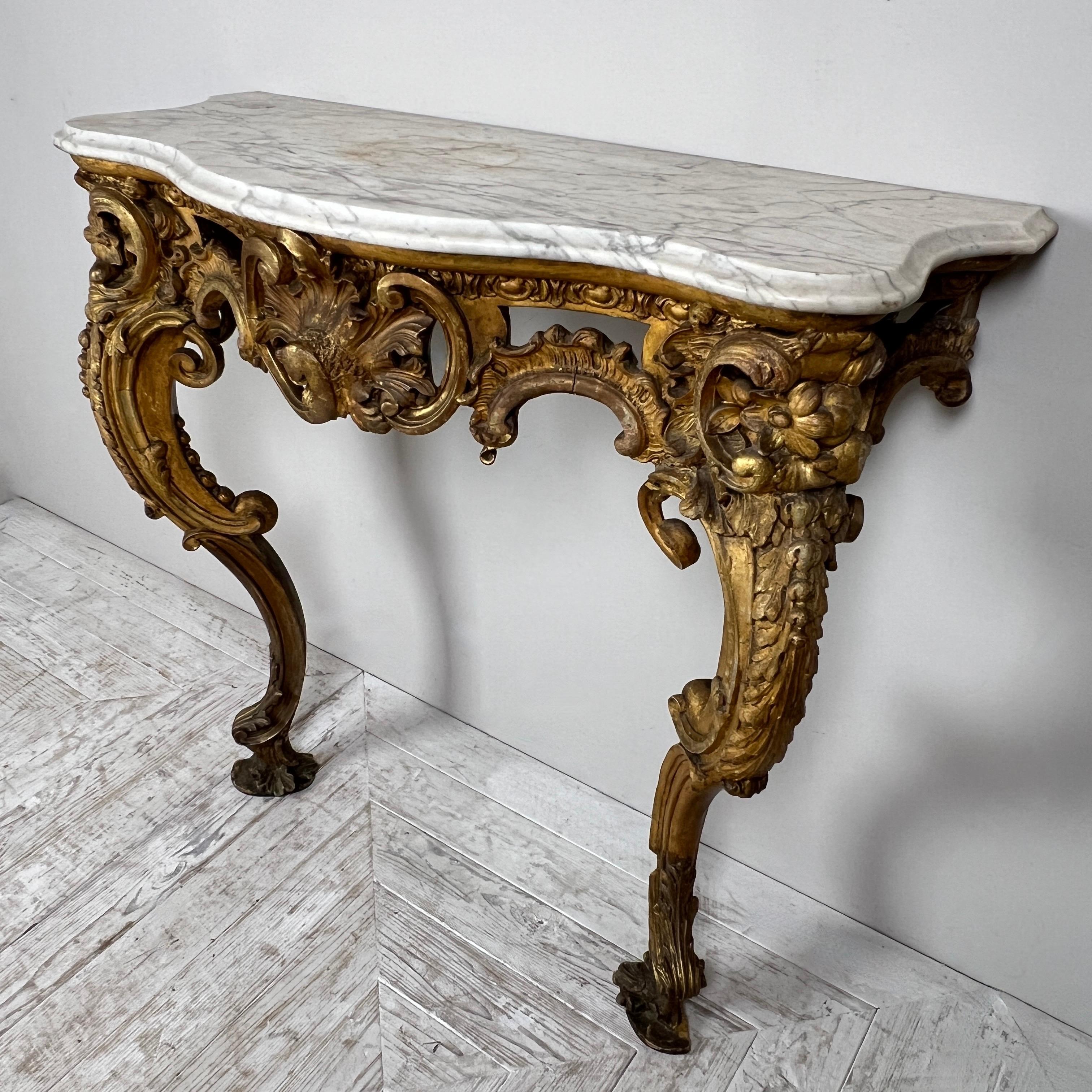 A Victorian Giltwood And Marble Console Table For Sale 1