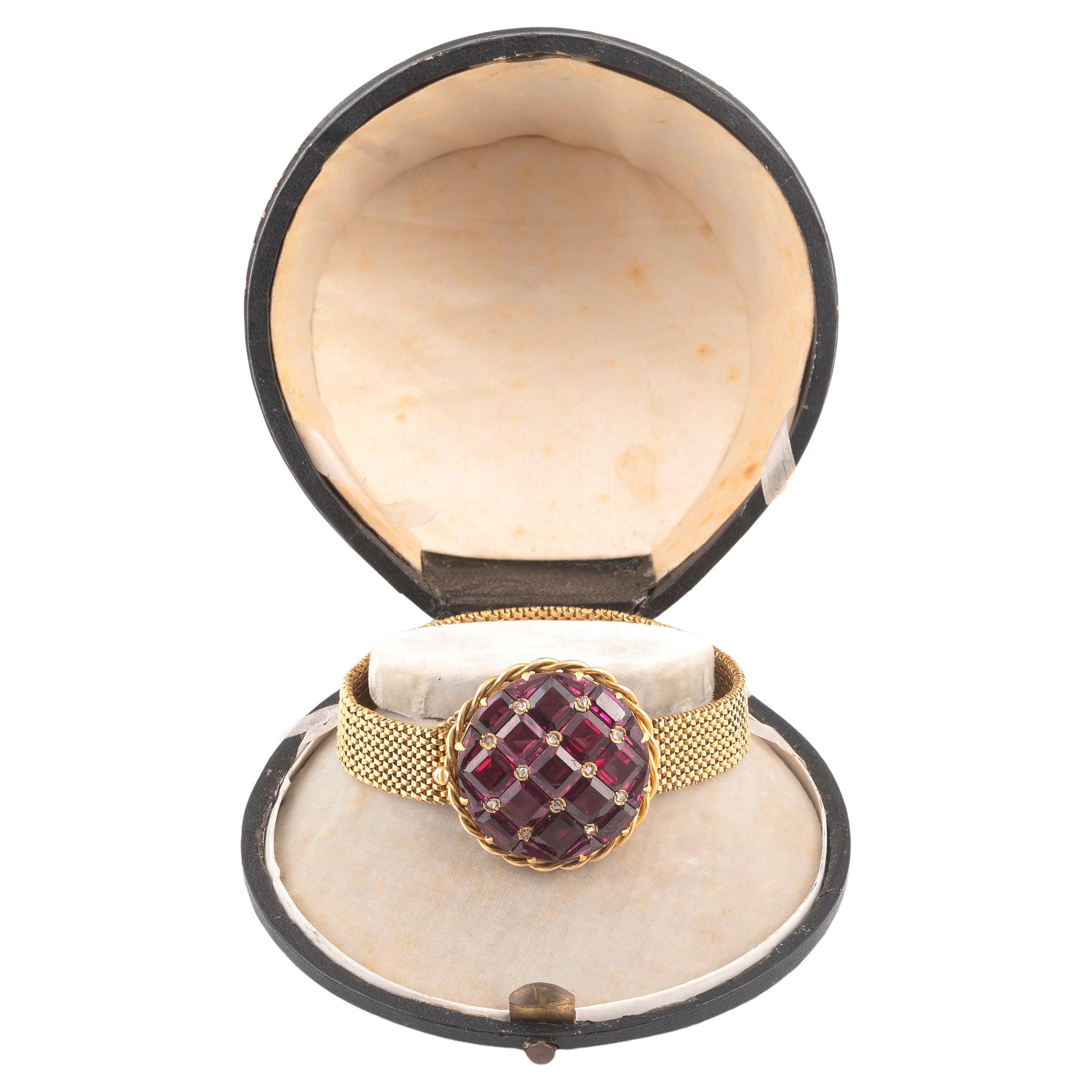 Viktorianisches Armband aus Gold mit Amethyst und Diamanten im Angebot