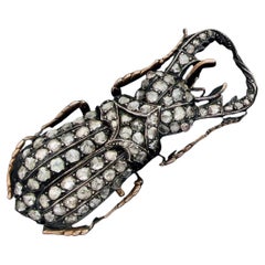 Russian Gold and Silver Mounted Diamond Set Stag Beetle Brooch 1830’s