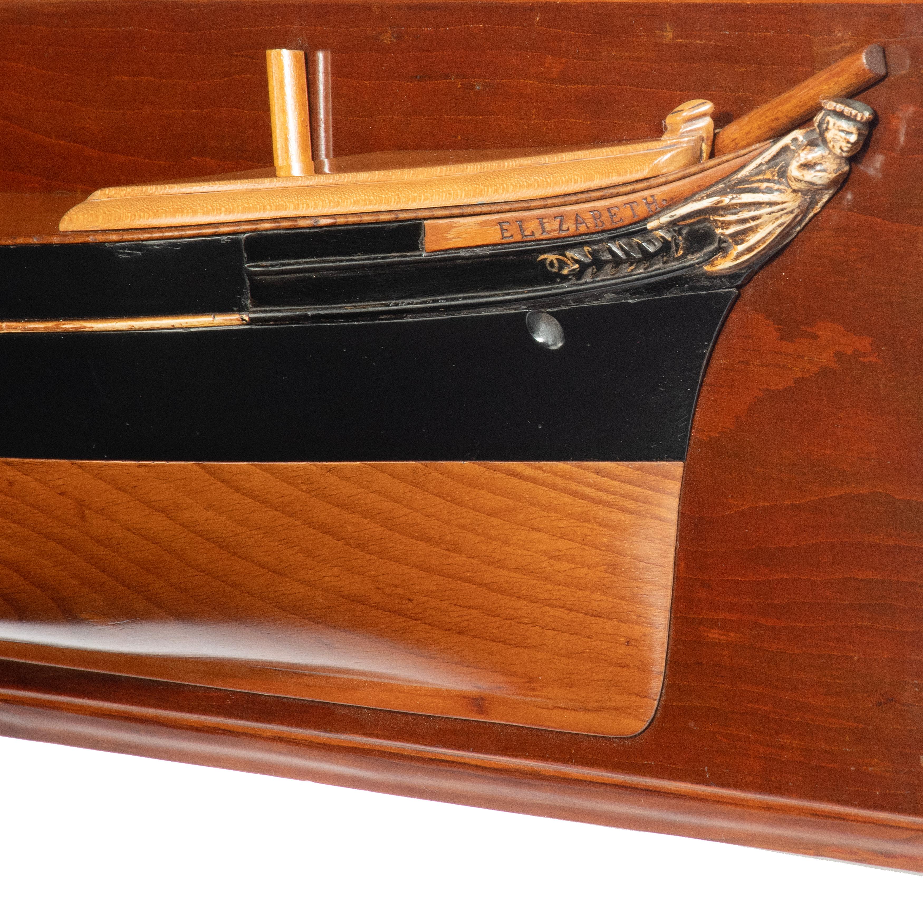 Viktorianisches Halbrumpfmodell des Dreimast-Segelschiffs 'Elizabeth' (Englisch) im Angebot