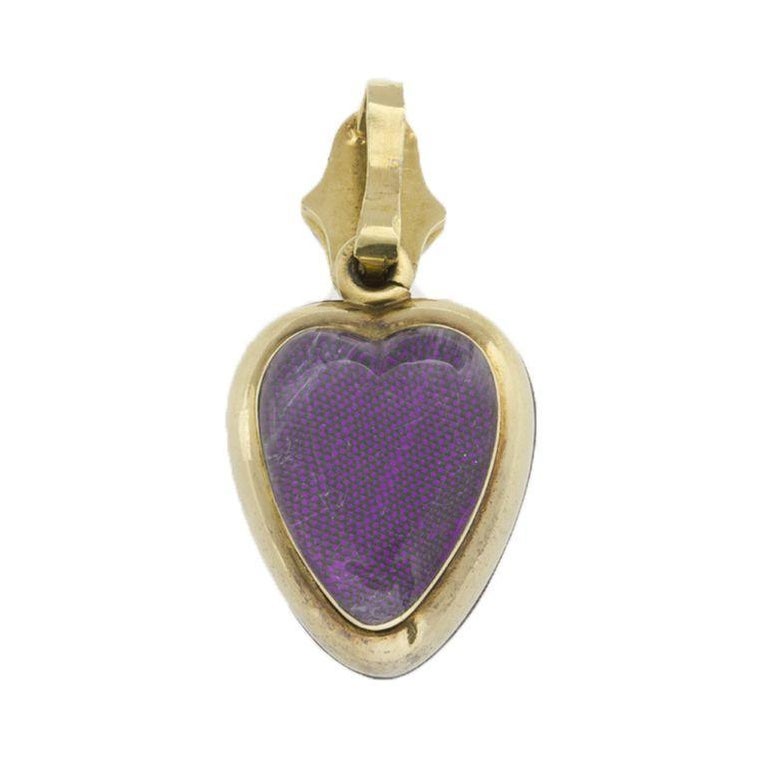 Victorian Heart-Shaped Garnet and Diamond Pendant at 1stDibs