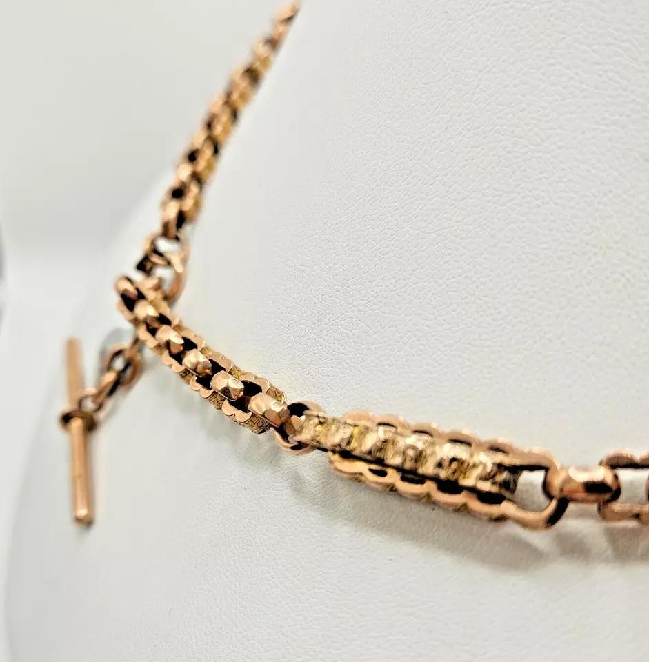 A Victorian Heavy 9ct Rose Gold Albert Watch / Neck Chain With Fancy Links 42gr In Good Condition In Kenley surrey, GB