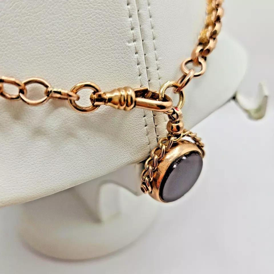 Women's or Men's A Victorian Heavy 9ct Rose Gold Albert Watch / Neck Chain With Fancy Links 42gr