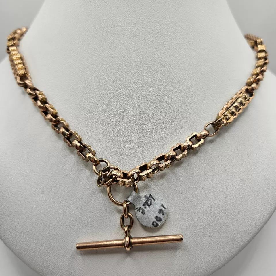 A Victorian Heavy 9ct Rose Gold Albert Watch / Neck Chain With Fancy Links 42gr 1